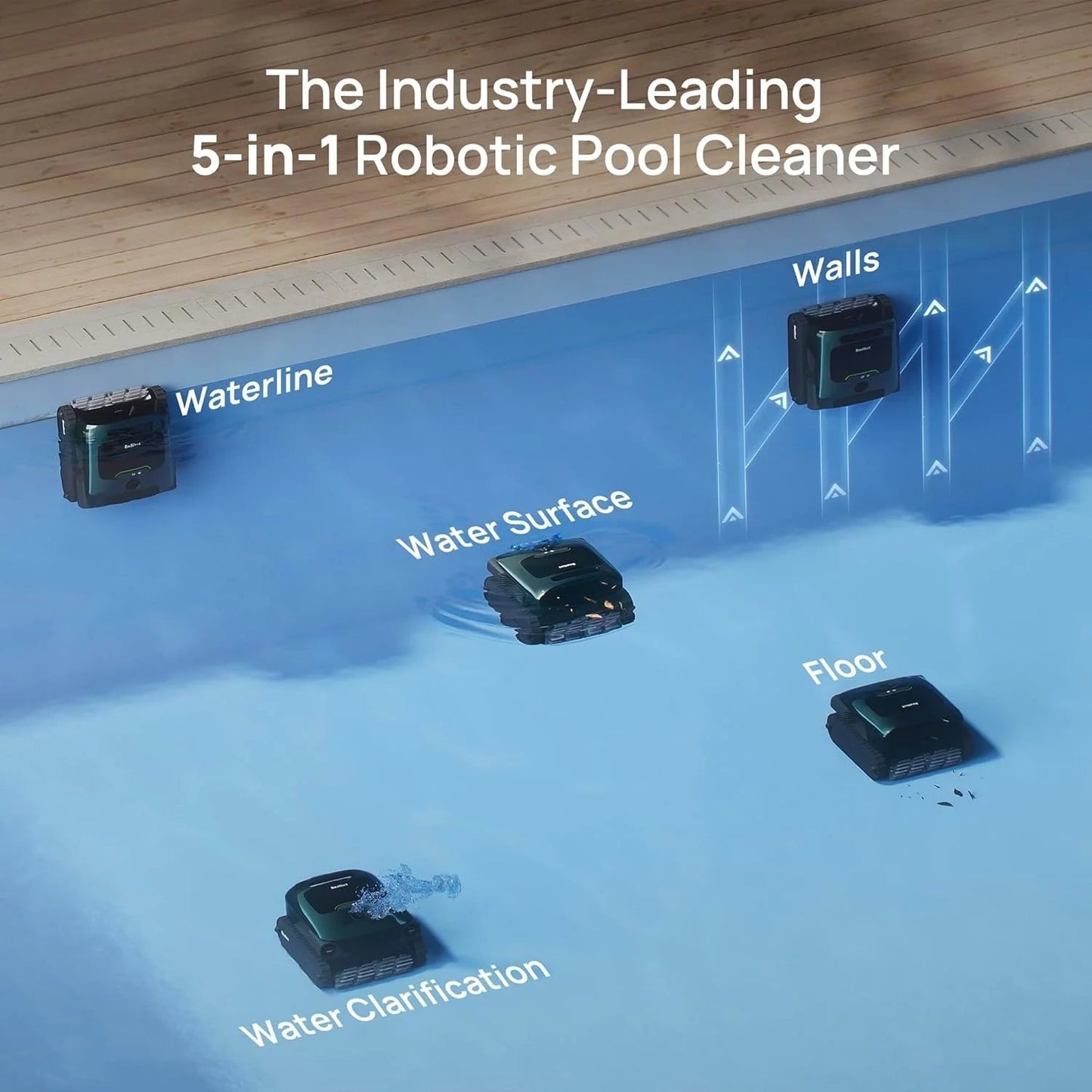 Beatbot AquaSense 2 Pro Cordless Pool Vacuum Robot, Unmatched 5-in-1 Cleaning, Surface Parking, Skims Water Surface with APP Control, Water Clarification, for Pools up to 3,875 Sq.ft Emerald Green