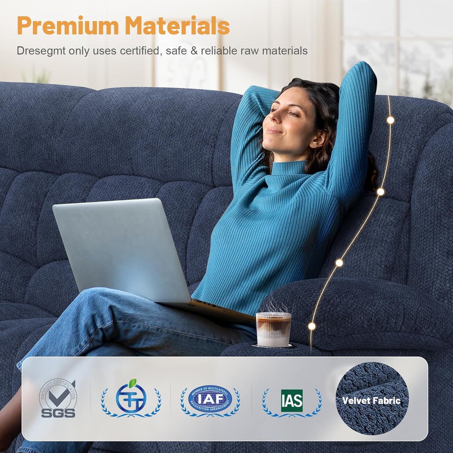 3 Seat Reclining Sofa with Storage Drawer USB Ports & Cup Holders Manual Couch