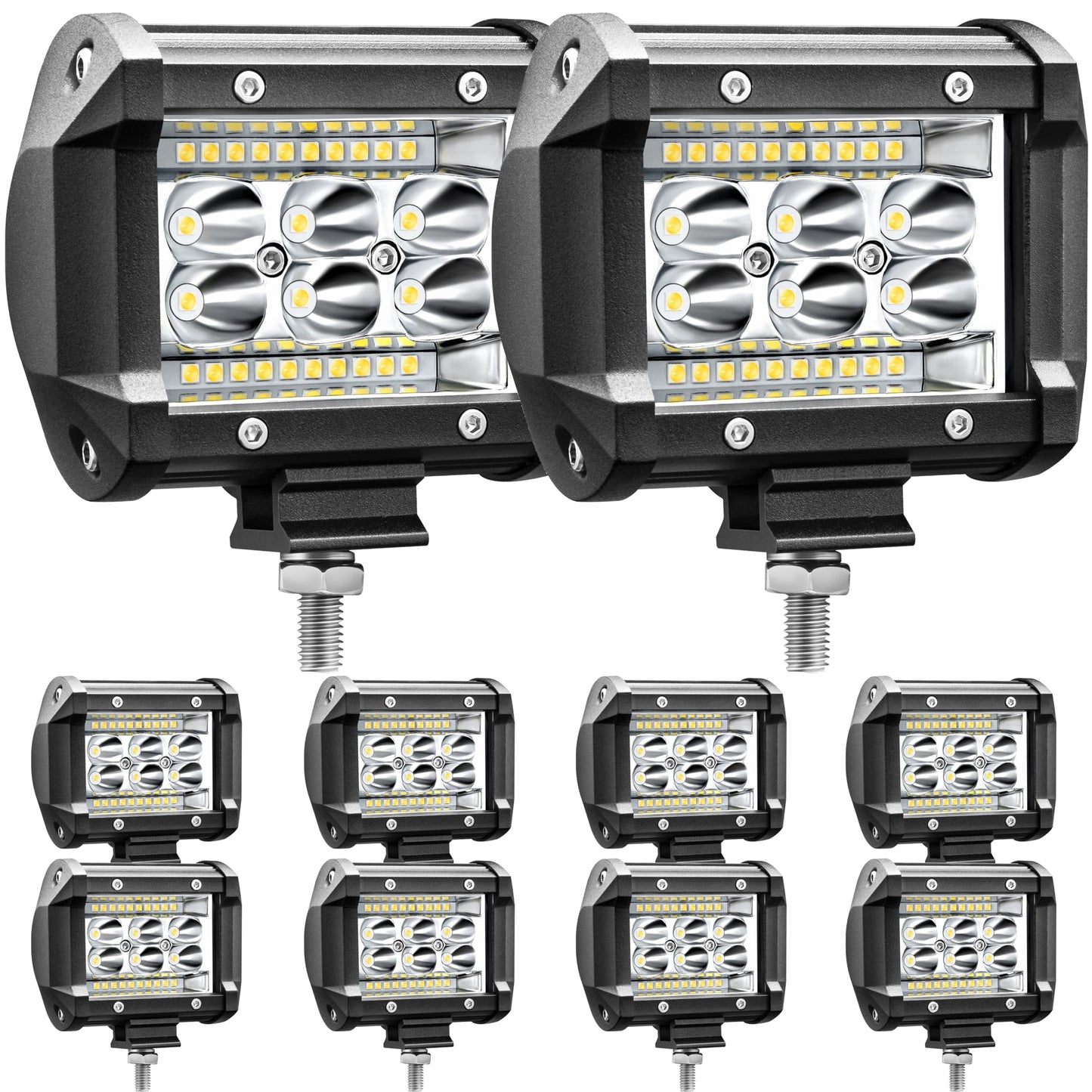 Bar, LED Light Bay 4 inch 78W 5000lm LED Truck Working Light Spotlight Car light Strip LED Light Bay 12V 24V Boat Pickup ATV UTV RV Spotlight, 10Pack