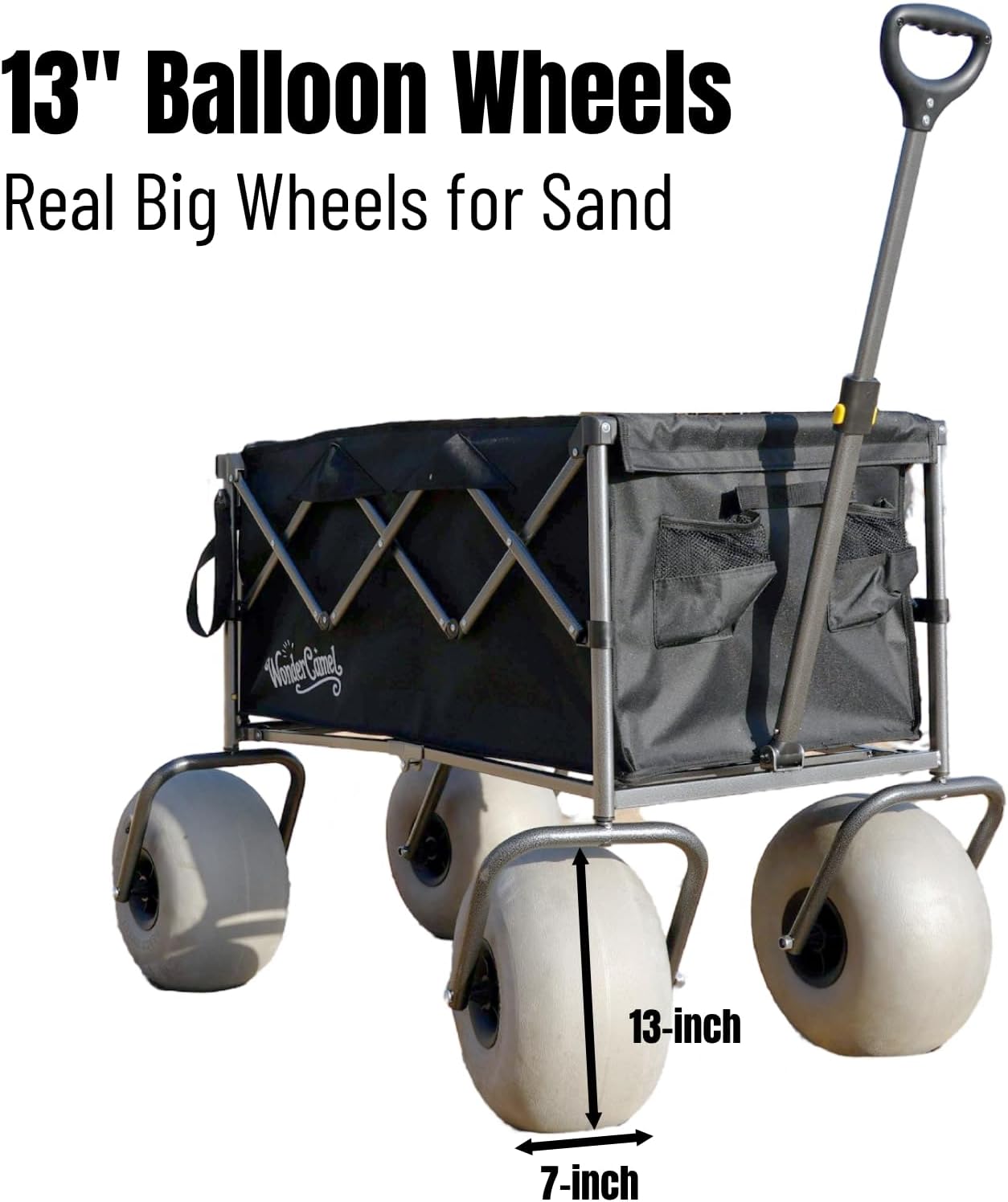 Beach Wagon with 13" Balloon Wheels, Collapsible, All-Terrain, 185L