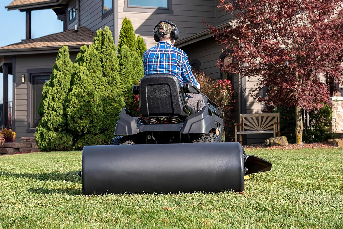 Agri-Fab 45-0604 18" x 48" Tow Behind Poly Lawn Roller 550 lbs Weight with Water, Poly Drum and Steel Frame, with Plug. Designed for Lawn and Garden Tractors