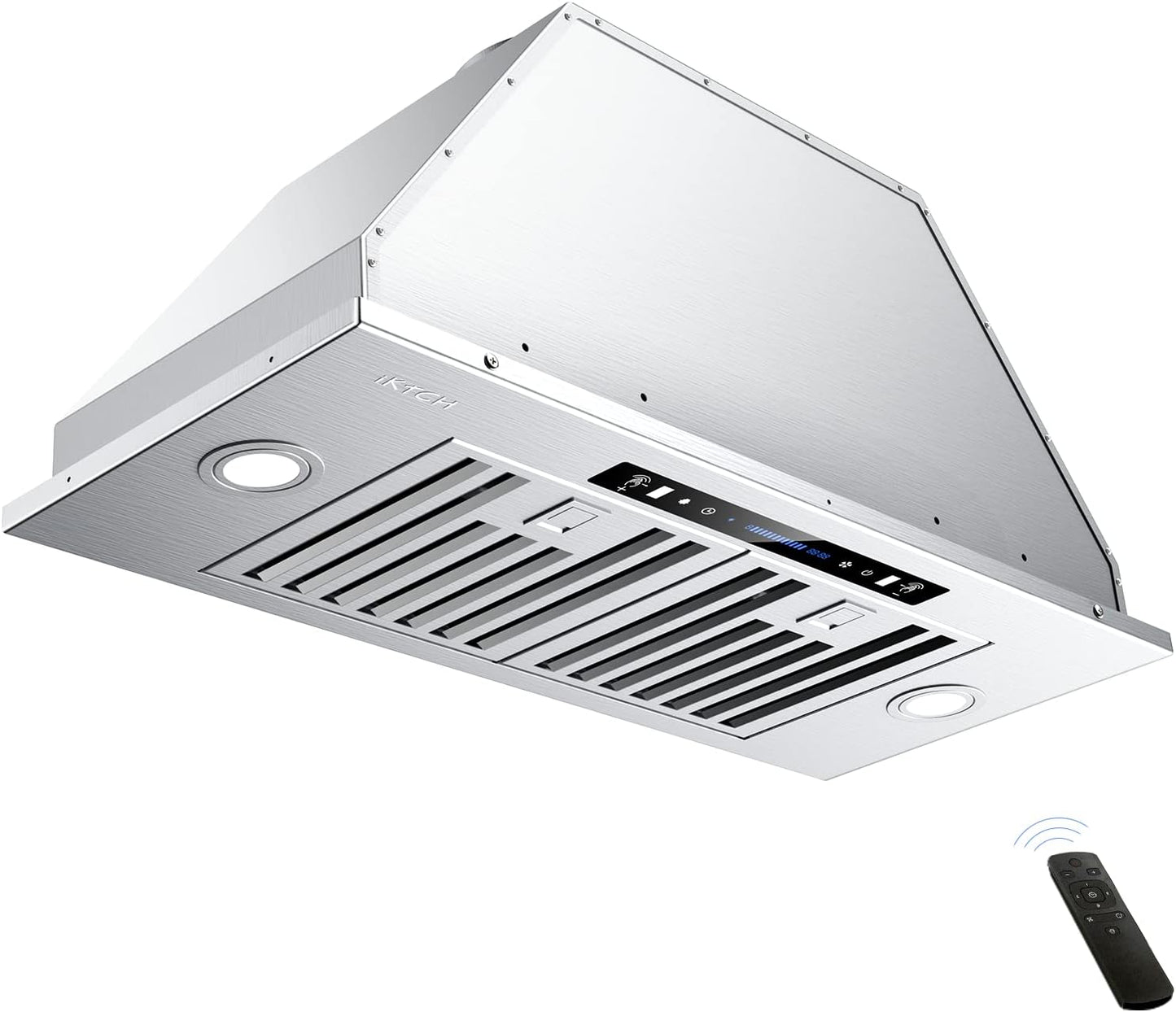 30 inch Built-in/Insert Range Hood 900 CFM, Ducted/Ductless Convertible Duct, Stainless Steel Kitchen Vent Hood with 4 Speed Gesture Sensing&Touch Control Panel(IKB01-30)